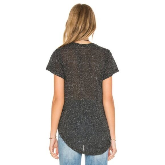 LNA Deep U Neck Tee T-Shirt Asymmetrical Hem Short Sleeve Heather Black - Picture 15 of 15